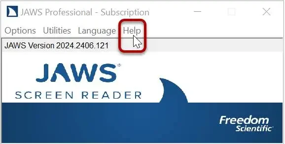 JAWS Windows 屏幕阅读器的主界面图片来源：休斯敦大学数学系，Jennifer Marsala